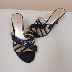 Black slip on low heels